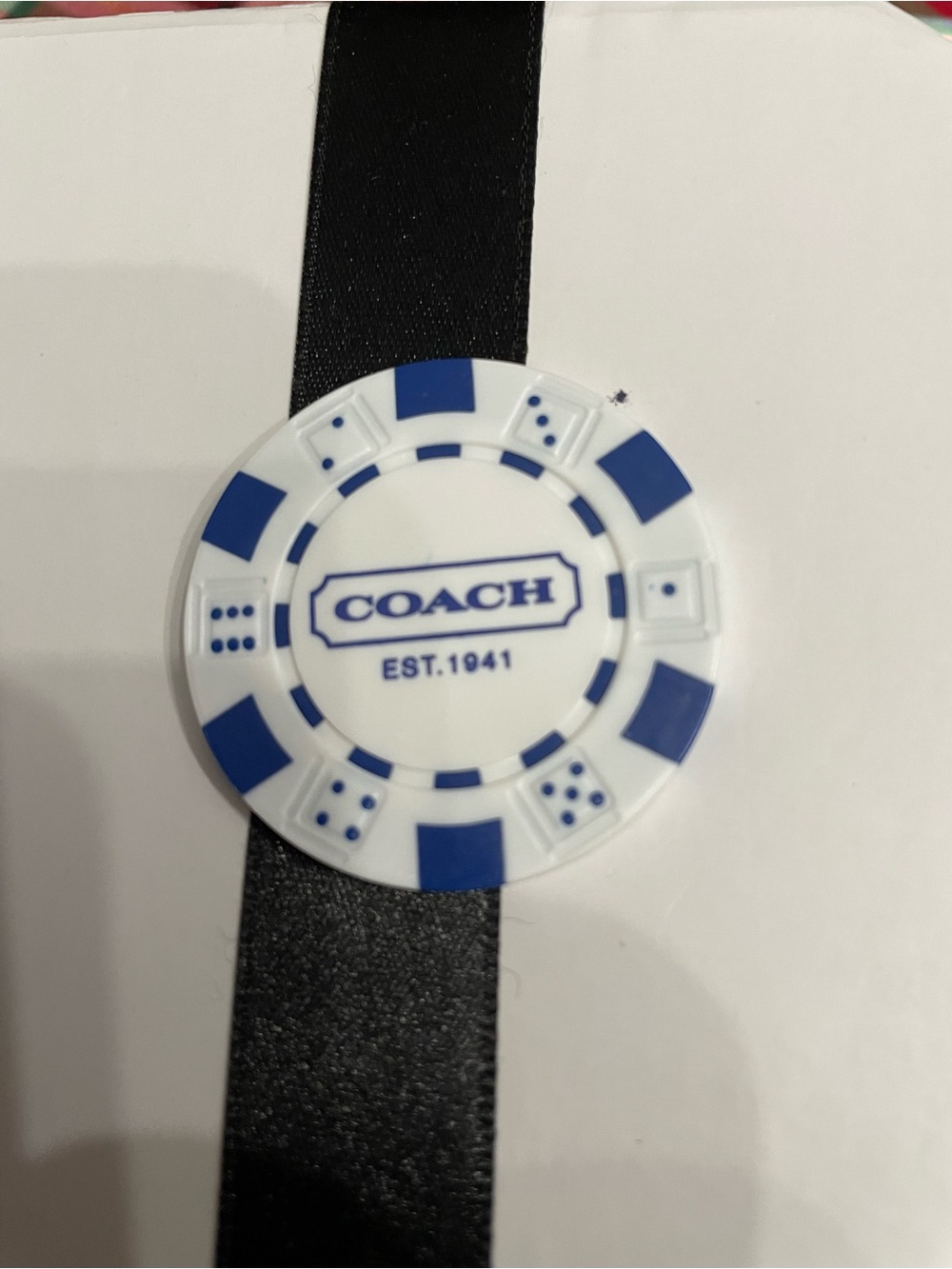 Coach authentic Blue & White Casino Chip Charm - COACH EST.1941  nwot